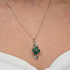 Yeşil Çiçek 925 Ayar Gümüş Kadın Kolye