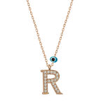 R Harfi Rose  925 Ayar Gümüş Kadın Kolye