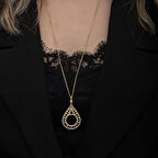 Gold Çeyrek Altın TakılabilenZirkon Taşlı 925 Ayar Gümüş Kadın Kolye