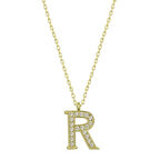 R Harfi Gold 925 Ayar Gümüş Kadın Kolye