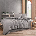 PRİVATE ÇİFT KİŞİLİK NEVRESİM TAKIMI İPLİĞİ BOYALI GRİ