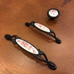 Narin Porselen Siyah Pembe Çekmece Kapak Kulpu (2 Adet) 96MM