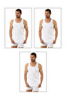 Özkan 0058 3'lü Paket Erkek %100 Pamuklu Ribana Esnek Rahat Sırtı Çapraz Sporcu Rambo Kalın Askılı Atlet