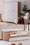 Mira Çocuk Odası Takımı, Mira Yavrulu Karyola, Berlin 3 Kapaklı Dolap - Ceviz