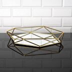 Prizma Orta Boy Aynalı Tepsi Gold Renk