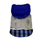 Küçük Irk Köpek için Lacivert Ekoseli Sweatshirt Jean Yelek (2 kg-12 kg arasına uygun bedenlerde)