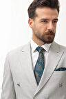 Mcr Düz Slim Fit Kırlangıc Yaka Kruvaze Erkek Takım Elbise Açık Gri - 40841.22Y