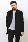 Mcr Erkek Slim Fit Hakim Yaka Yün Kaban 21240 Siyah