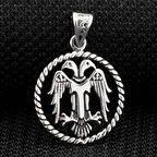 Çift Başlı Selçuklu Kartalı Motifli 925 Ayar Gümüş Kolye Ucu