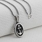 Oval Çapa Motifli 925 Ayar Gümüş Kolye