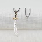 Hz Ali Zülfikar Kılıç Tasarımlı Yeşil Beyaz Taşlı 925 Ayar Gümüş Kolye