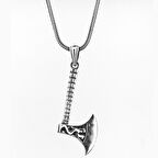 Özel Balta Tasarımlı Kalın Zincirli 925 Ayar Gümüş Kolye