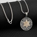 Özel Tasarım Mührü Süleyman Gümüş Kolye Kalın Zincirli 60 CM