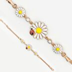 Papatya ve Uğur Böceği Tasarımlı Gümüş Bileklik ROSE