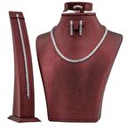 Su Yolu Tasarımlı Gümüş Kadın Set