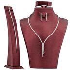 Çift Sıra Su Yolu Gümüş Kadın Set