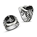 925 Ayar Gümüş Ay Yıldız Tuğra Model Yüzük