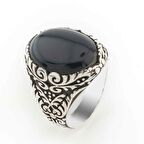 925 Ayar Gümüş Siyah Oniks Taşlı Erkek  Yüzük