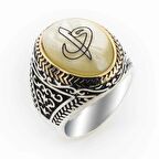 Sedef Taşlı Elif Vav Gümüş Yüzük