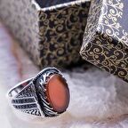 925 Ayar Gümüş Akik Taşlı  Erkek Yüzük