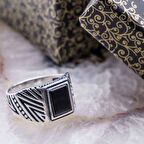 925 Ayar Gümüş Kare Oniks Taşlı Yüzük