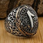 925 Ayar Gümüş Elif Yazılı Erkek Yüzük