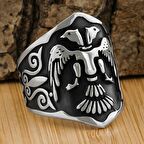 Çift Kartal Başlı Okçu Zihgir Model Gümüş Yüzük