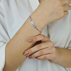 925 Ayar Gümüş Nazar Boncuklu Kar Tanesi  Kadın Bileklik