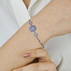 925 Ayar Gümüş Nazar Boncuklu Kar Tanesi Kadın Bileklik