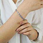 925 Ayar Gümüş  Zirkon Taşlı Nazarlı Kadın Bileklik