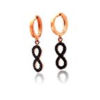 Siyah Zirkon Taşlı Sonsuzluk Gümüş Küpe