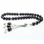 925 Ayar Gümüş % 100 Doğal Ametist Taşı Tesbih