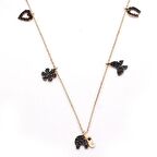 Kalpli Kelebek Kartanesi Motifli Zirkon Taşlı Kadın Gümüş Kolye