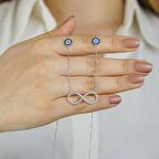 Sonsuzluk Model Nazar Boncuklu Zirkon Taşlı Kadın Kolye