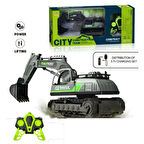 İş Makinaları Serisi - Şarjlı Uzaktan Kumandalı Excavator - Yeşil 