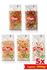 5’li Kavrulmuş Kuruyemiş Paketi 1.2 kg | Soslu Mısır, Badem, Kaju, Leblebi, Kabak Çekirdeği