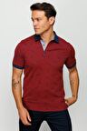 Desen Triko Erkek Polo Yaka Tüy Desenli T-Shirt 23825 Bordo