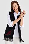 Desen Triko Kadın Eteği Çiçekli Püsküllü Yelek 23225 Siyah