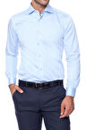 Gk 214 Slim Fit Klasik Yaka Pamuk Saten Uzun Kol Açık Mavi Gömlek 