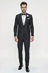 Black 060 Slim Fit Çıkarılabilir Saten Yaka Siyah Damatlık Smokin Takım
