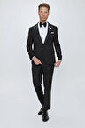 Black 062 Slim Fit Çıkma Saten Yaka Siyah Damatlık Smokin Takım