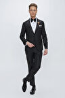 Black 066 Slim Fit Çıkarılabilir Saten Yaka Siyah Damatlık Smokin Takım