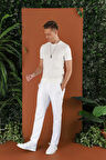 P 1116 Slim Fit Beyaz Spor Pantolon