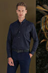 GK 691 Slim Fit Lacivert Klasik Gömlek
