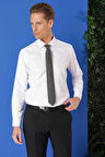 Gk 713 Slim Fit Dokulu Pamuklu Klasik Beyaz Gömlek