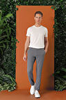 P 1149 Comfort Fit Beli Lastikli Pötikareli Casuel Füme Pantolon