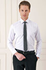 Gk 718 Slim Fit Dokulu Pamuklu Klasik Beyaz Gömlek