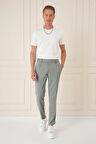 P 1158 Comfort Fit Çift Pileli Dokulu Esnek Pamuk Yeşil Pantolon