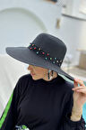 Remsa Şerit Taşlı Hasır Şapka RŞ-97 Siyah | Standart