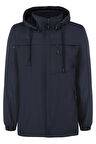 Erkek Kapüşonlu Rüzgar Geçirmez Cep Detaylı İçi Polar Kışlık Mont Lacivert RMNT01  | M